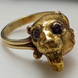 Vintage 14K Yellow Gold Lion Head Ring